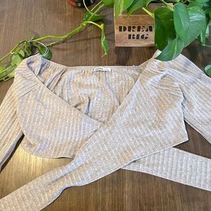 Grey wrap around top